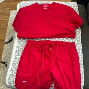 Red Cherokee nurse medical scrubs unisex Large L